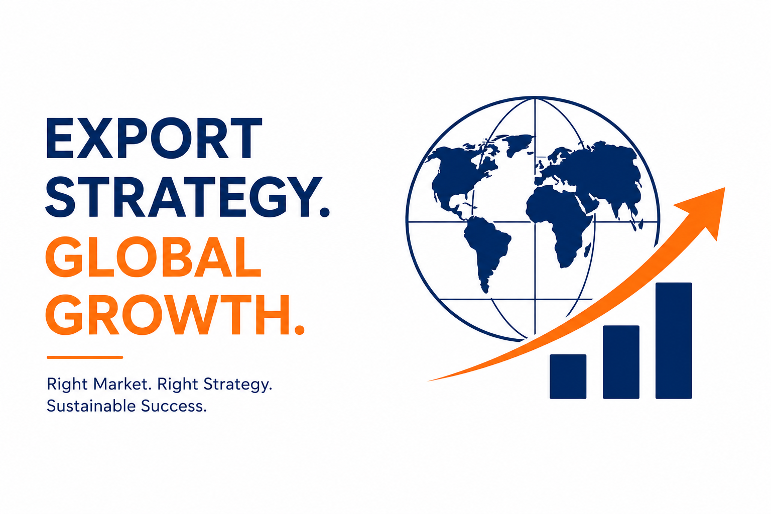 Minimalist graphic illustrating export strategy for sustainable global business growth.